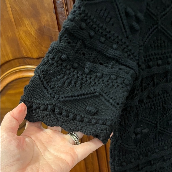 BODEN Claudia Black Textured Knitted Short Sleeve Top Black Sweater. Size 8 - Picture 7 of 7